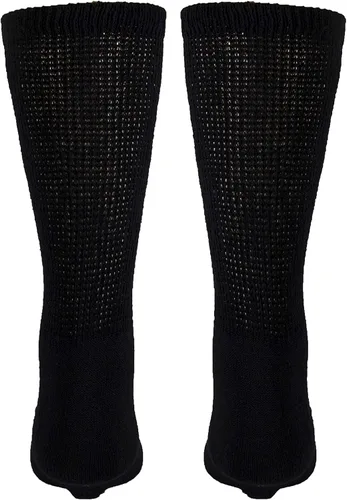 Vista 8 de Truform Calcetines diabéticos para hombres y mujeres, estilo médico, longitud media, altura de media pantorrilla, 3 pares, negro, S