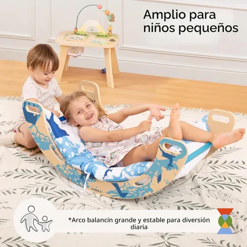 Vista 9 de WINGYZ Pikler Triangle Set, Montessori 8 en 1 Juego de escalada con cojín Azul