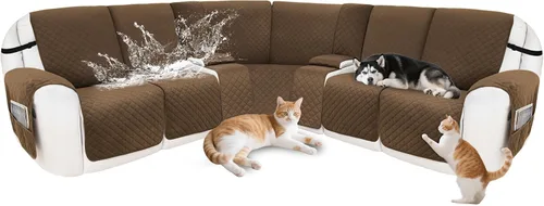 Vista 56 de Fundas para sofá modular reclinable, de terciopelo en forma de L, funda de consola central para perros y mascotas, lavable antideslizante, 1 funda
