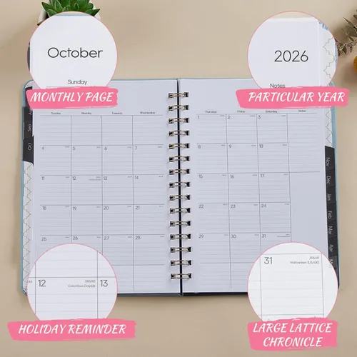 Vista 3 de Agenda académica 2026-2027, agenda semanal y mensual, julio de 2026 a junio de 2027, 6.4 x 8.5 pulgadas, cubierta de piel sintética, agenda anual