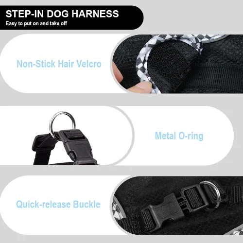 Vista 4 de Arnés para perro para perros pequeños y medianos sin tirones, ajustable para cachorros, arnés de malla transpirable reflectante para mascotas