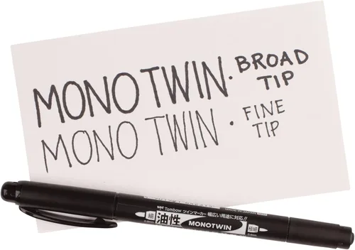 Vista 2 de Tombow 56500 MONO - Marcador permanente doble, paquete de 10 unidades. Marcador negro permanente de doble punta con puntas finas y anchas