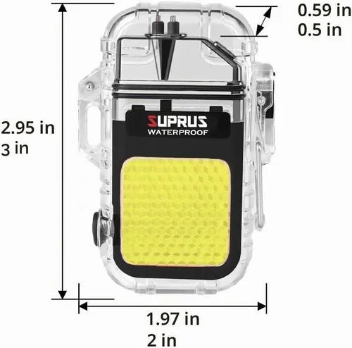 Vista 7 de SUPRUS Mechero impermeable de 3 modos de linterna, encendedor resistente al viento, eléctrico de arco doble recargable, encendedor de plasma de arco