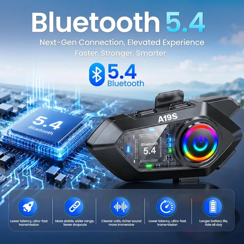 Vista 9 de Auriculares de intercomunicador para 2 conductores, cascos de motocicleta, con cancelación de ruido y música compartida, auriculares Bluetooth