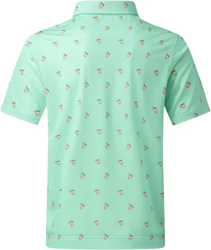Vista 4 de DEOLAX Polo para hombre que absorbe la humedad ajuste seco rendimiento para hombre ajuste regular estampado de moda polo de manga corta