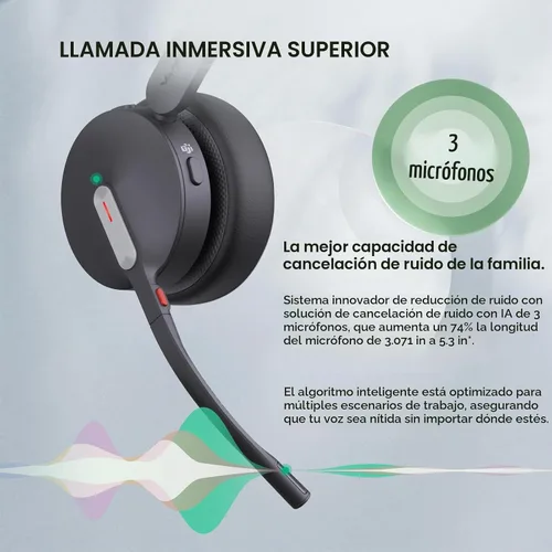 Vista 5 de Yealink BH70 Mono Bluetooth Teams Headset with AI Mic for Work from Home PC Negro (Equipos)