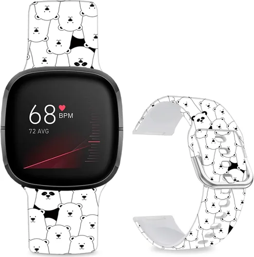 Vista 16 de Correas de reloj de dibujos animados con estampado floral compatibles con Fitbit Versa 4/Versa 3/Fitbit Sense 2/Sense Band de silicona suave