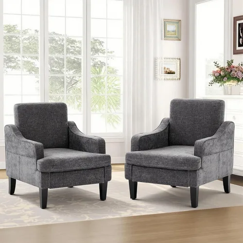 Vista 10 de Silla decorativa para sala de estar, sillón de mediados de siglo, sillas de sala de estar, silla de lectura tapizada para dormitorio, sofá Beige