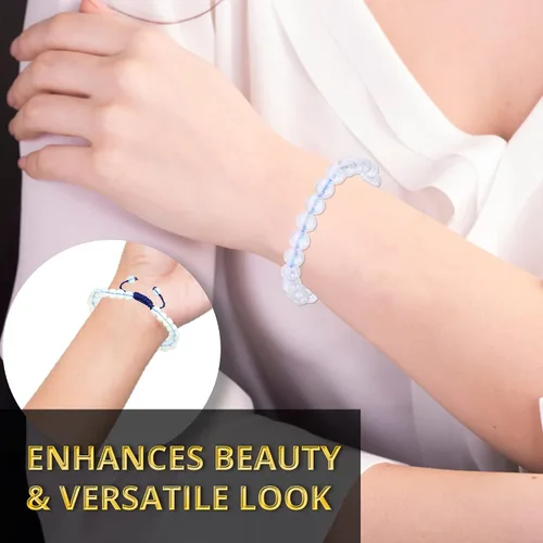 Vista 235 de Adjustable Crystal Bracelet – Gemstone Bead Bracelet with Adjustable Macrame String – Chic Gemstone Bracelet for Men and Women – 8mm Round Healing