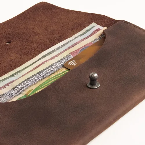 Vista 3 de Hide & Drink, Bolsa larga de utilidad, elegante cartera para transportar y almacenar efectivo, bolso de mano, cuero de grano completo, hecho a mano