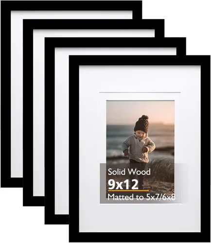 Vista 103 de KINLINK Marco de fotos de 3.5 x 5 pulgadas, color negro ceniza, marcos de madera maciza con plexiglás para mesa y montaje en pared, marcos de fotos