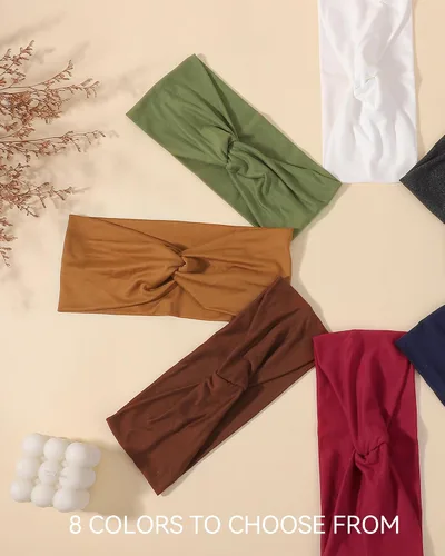 Vista 8 de jollybows 8 diademas elásticas para mujer, bandas elásticas para el cabello Color oscuro