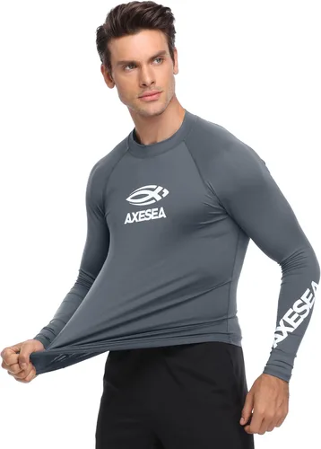Vista 5 de AXESEA - Camiseta de natación para hombre de manga larga con protección solar UPF 50+