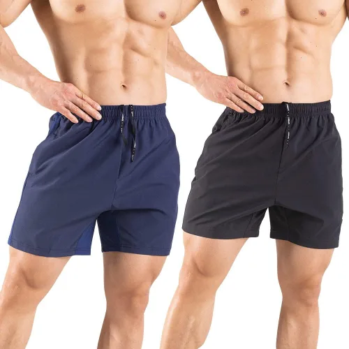 Vista 2 de Gaglg Pantalones cortos de correr para hombre de 5 pulgadas, paquete de 2 pantalones cortos de entrenamiento atlético de secado rápido con bolsillos