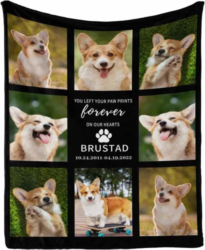 Vista 20 de InterestPrint Manta de perro personalizada en memoria amorosa de la pérdida con imágenes y nombre, regalo personalizado de recuerdo de condolencias