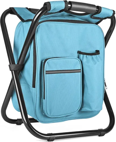 Vista 12 de Kikerike Silla enfriadora de taburetes tipo mochila resistente de 200 libras de carga máxima, portátil, ligera, plegable, para pesca, camping, caza