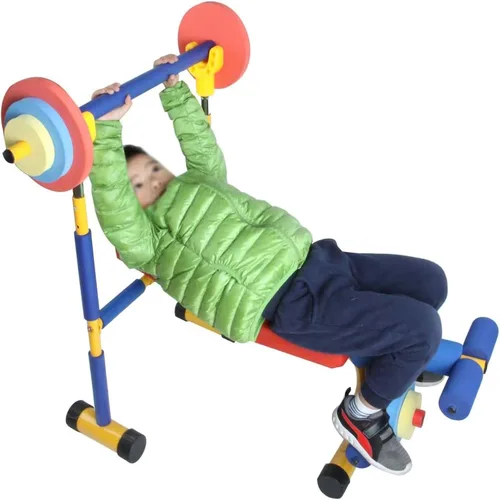 Vista 2 de Kids Fun And Fitness - Juego de mancuernas ajustables, juego de banco de pesas ajustable, adecuado para niños de 6 a 9 años en jardín de infantes