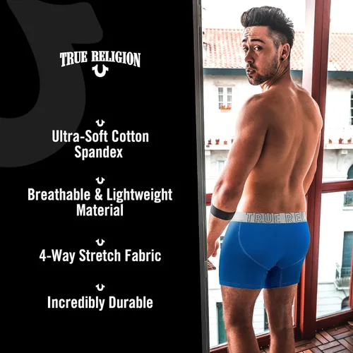 Vista 5 de True Religion Calzoncillos tipo bóxer de algodón elástico para hombre, paquete de 4