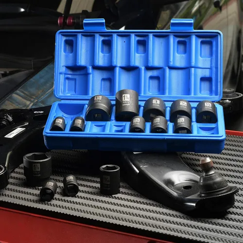 Vista 8 de EPAuto Juego de dados de impacto SAE poco profundos de 1/2 pulgada, CRV, 6 puntos, 14 dados