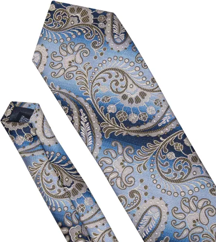 Vista 7 de Barry.Wang Conjunto de moda de corbata de cachemira, gemelos y corbatas para hombre, tejido de seda