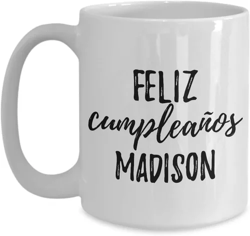 Vista 9 de Feliz Cumpleanos Madison - Taza de café con nombre personalizado, 11 onzas