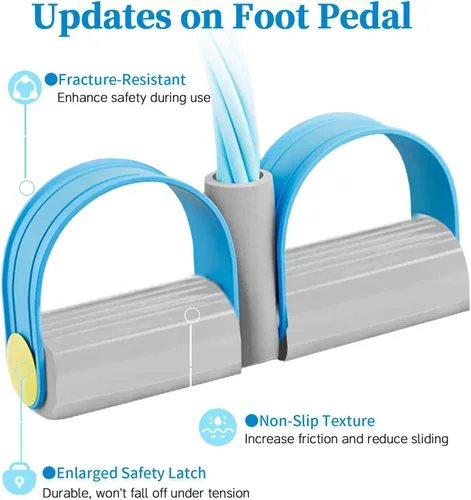 Vista 4 de Pedal Resistance Bands with Handles, Durable 6-Tubes Multifunction Pedal Resistance Band, Natural Rubber Foot Pedal Resistance Bands, Fitness