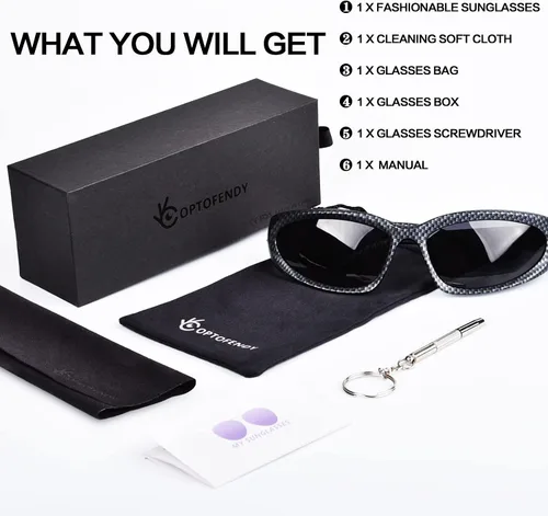 Vista 8 de OPTOFENDY Y2K - Lentes de sol para mujeres y hombres, lentes de sol polarizados envolventes para hombres y mujeres, Gris