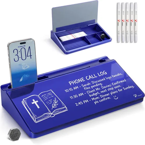 Vista 19 de TOWON Pizarra blanca pequeña y compacta de vidrio con almacenamiento, pizarra de borrado en seco de 12 x 7 pulgadas para escritorio, oficina