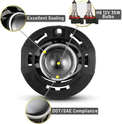 Vista 4 de Ensamble de lámparas de luces antiniebla compatible para Dodge Avenger 2011-2014, Challenger R/T 2013-2014, Charger 2012-2014, Dart 2013-2015