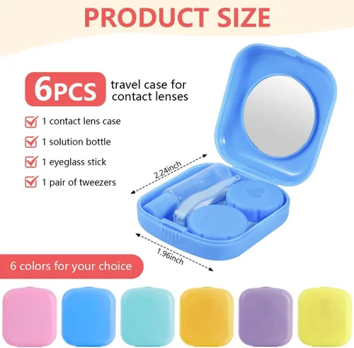 Vista 2 de KISEER Paquete de 6 fundas coloridas para lentes de contacto, kit de viaje, soporte para caja de contacto, contenedor de almacenamiento de remojo