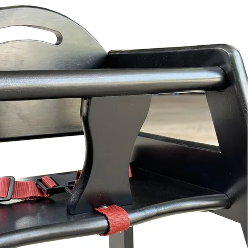 Vista 3 de Silla alta de madera para bebés y niños pequeños, silla alta apilable estilo restaurante con madera maciza de grado comercial para mesa de comedor
