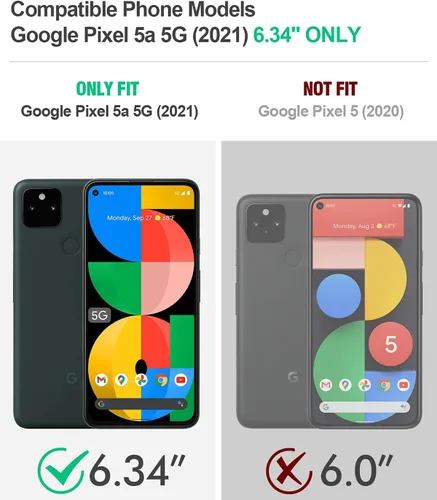 Vista 2 de Poetic Guardian Series - Funda diseñada para Google Pixel 5A 5G, híbrida de cuerpo completo, a prueba de golpes, con protector de pantalla Azul