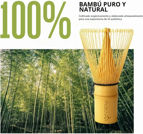 Vista 4 de MatchAiA Batidor de bambú matcha prémium (Chasen) – Batidor de té japonés tradicional hecho a mano de 100 puntas para matcha ceremonial y lattes