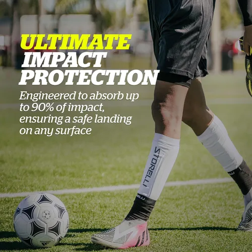 Vista 3 de Storelli BodyShield - Espinilleras de compresión para fútbol, transpirables, absorben el sudor, protección contra impactos, 1 par Blanco