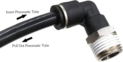 Vista 5 de CEKER 1/2 Codo Macho Conexiones de Líneas Aéreas de Empuje Ajustes de Conexión de Empuje de 90 Grados Ajustes de Aire, PL 1/2 Tubo Od x 1/2" NPT