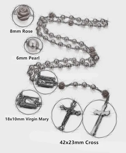 Vista 4 de SZQCZB Rosary Beads Catholic Necklace