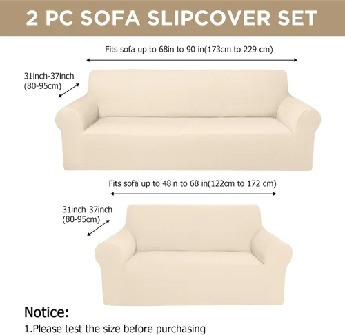 Vista 2 de Peryiter Juego de 2 fundas para sofá de dos plazas Fundas para muebles para sala de estar para sofá, sillón, ajuste elástico, a prueba de arrugas