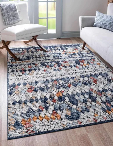 Vista 15 de Unique Loom Morocco Collection - Alfombra de área con borde abstracto, diamante, bohemio, 2 pies 2 x 3 pies, marfil/negro