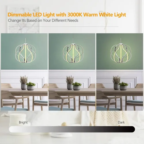 Vista 6 de Tangkula Candelabro LED moderno, lámpara colgante regulable con altura ajustable, lámpara de techo para dormitorio, sala de estar y comedor, LED