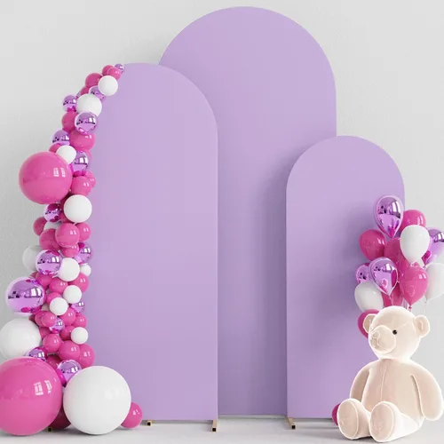 Vista 44 de Wokceer - Juego de 3 fundas de arco para telón de fondo, color beige 6FT,5FT,4FT Spandex Fitted Balloon Arch Cover Round Top Chiara Backdrop Cover