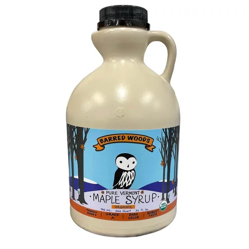 Vista 6 de Jarabe de arce orgánico Vermont – puro y totalmente natural – jarra de una pinta (16 onzas) – Grado A Ámbar rico – De Barred Woods Maple