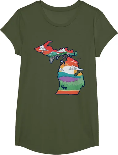 Vista 67 de Michigan Outside - Camiseta con ilustración artística