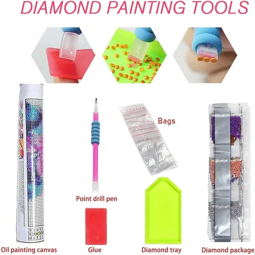 Vista 5 de WUSARPLY Kits de Pinturas de Diamantes para Adultos, Kits de Arte de Diamantes de Halloween Hocus Pocus Taladro Completo Puntos de Diamante Pintar