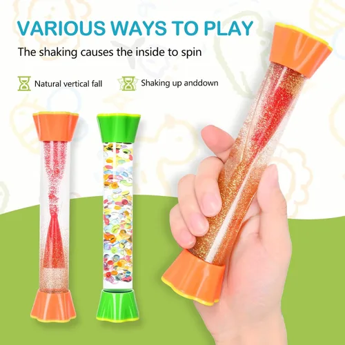 Vista 3 de Paquete de 4 tubos sensoriales, juguete de burbujas de movimiento líquido para niños y adultos, coloridos juguetes relajantes para aliviar