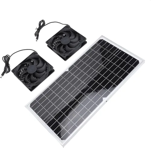 Vista 8 de Dpofirs Kit de ventilador de escape solar de 16 W Ventilador de ventilación dual con panel monocristalino para casa de mascotas invernadero