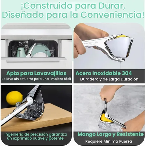 Vista 6 de Exprimidor de limón: exprimidor de cítricos compacto y resistente con mango ergonómico y filtro integrado, exprimidor manual de calidad premium