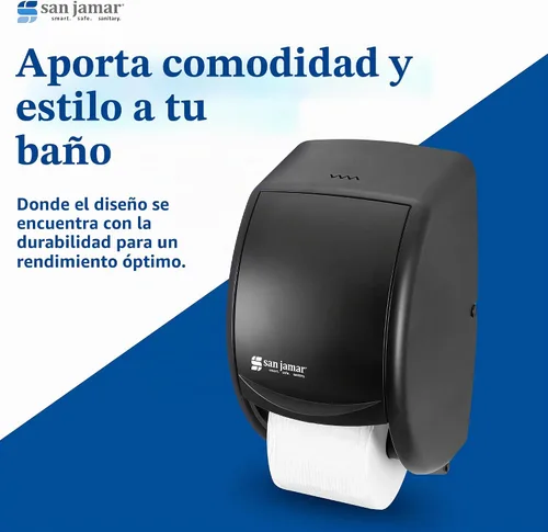 Vista 8 de Dispensador doble de papel de baño estándar San Jamar R3500TBK, color perla negra