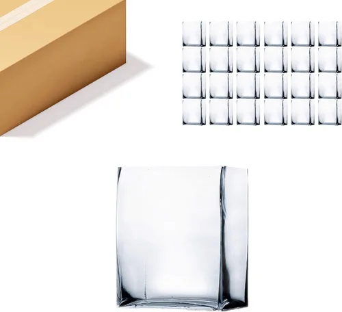 Vista 7 de WGV - Jarrón rectangular de vidrio con bloques de vidrio, ancho x largo de 2 x 5 pulgadas, altura de 6 pulgadas, contenedor de maceta floral