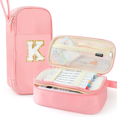 Vista 94 de Estuche Grande para Lápices, Bolsa de Lápices de Gran Capacidad, Bolsa de Lápices Personalizada con Inicial con Cremallera Suave, Múltiples