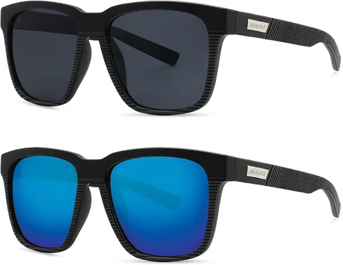 Vista 11 de MAXJULI Gafas de sol polarizadas para hombres y mujeres 8023 A1-negro/Gris